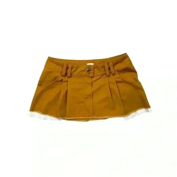Urban Outfitters BDG Pleated Low Rise Micro Skirt Tan Brown Preppy Academia - Picture 5 of 16